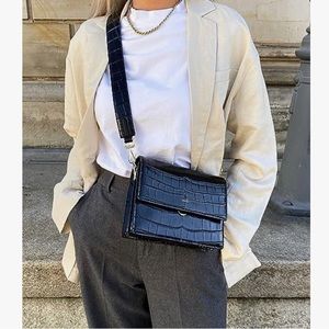 Vegan Leather Crossbody Bag - Croc